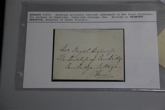 Group of signed documents- Prince Albert letter 1911, George V & Queen Mary 1917, George F. Getty 1917 and |Princess Beatrice c.1870.